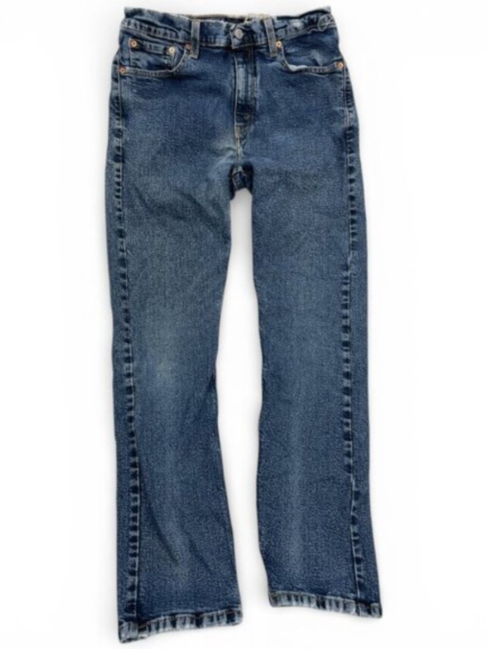 Levi's 505 Regular Straight Distressed Trashed Denim Blue Jeans Men's 32x32